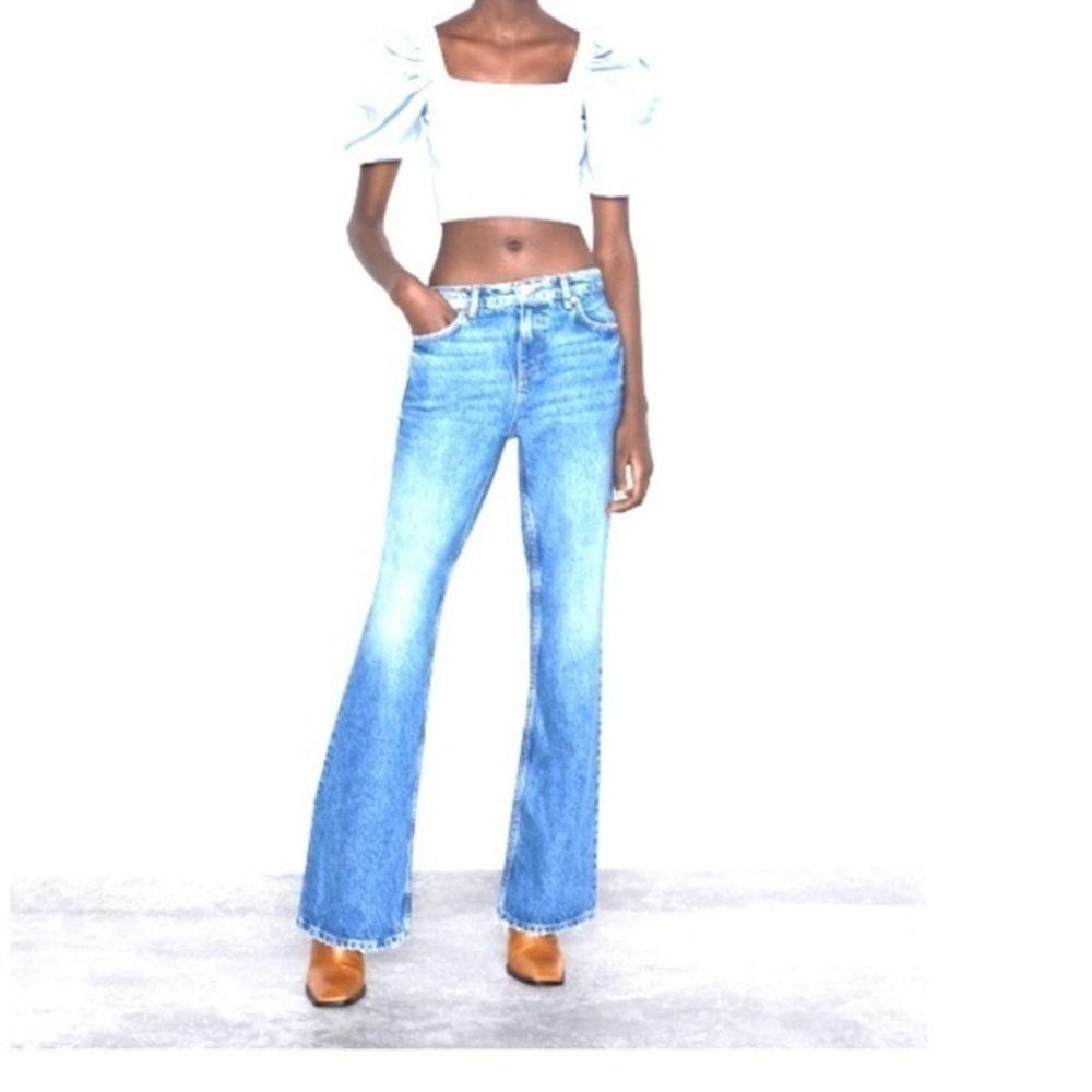NWT Zara cropped top puff sleeves  stretchy bodice On or off shoulder - Picture 6 of 14